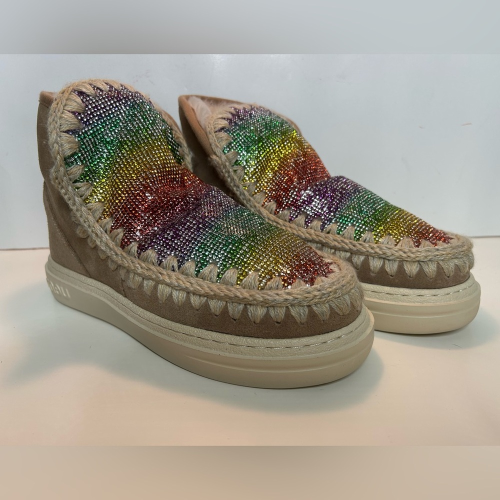 New Mou Tan Ankle Boots with Multicolor Accents